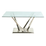 Modern Glass Dining Table With Stainless Steel Base Set - Omega Lifestyles