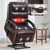 Power Lift Recliner Chair Faux Leather Massage Heat - Omega Lifestyles