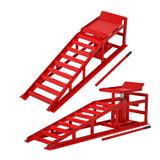 Pair Of Heavy Duty Red Hydraulic Car Ramps 5 Ton Capacity