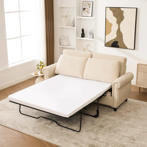 Modern Linen 2-in-1 Sleeper Sofa Bed With Memory Foam Mattress - Omega Lifestyles