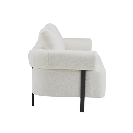 Modern 3-Seater Beige Boucle Upholstered Sofa With Pillows - Omega Lifestyles