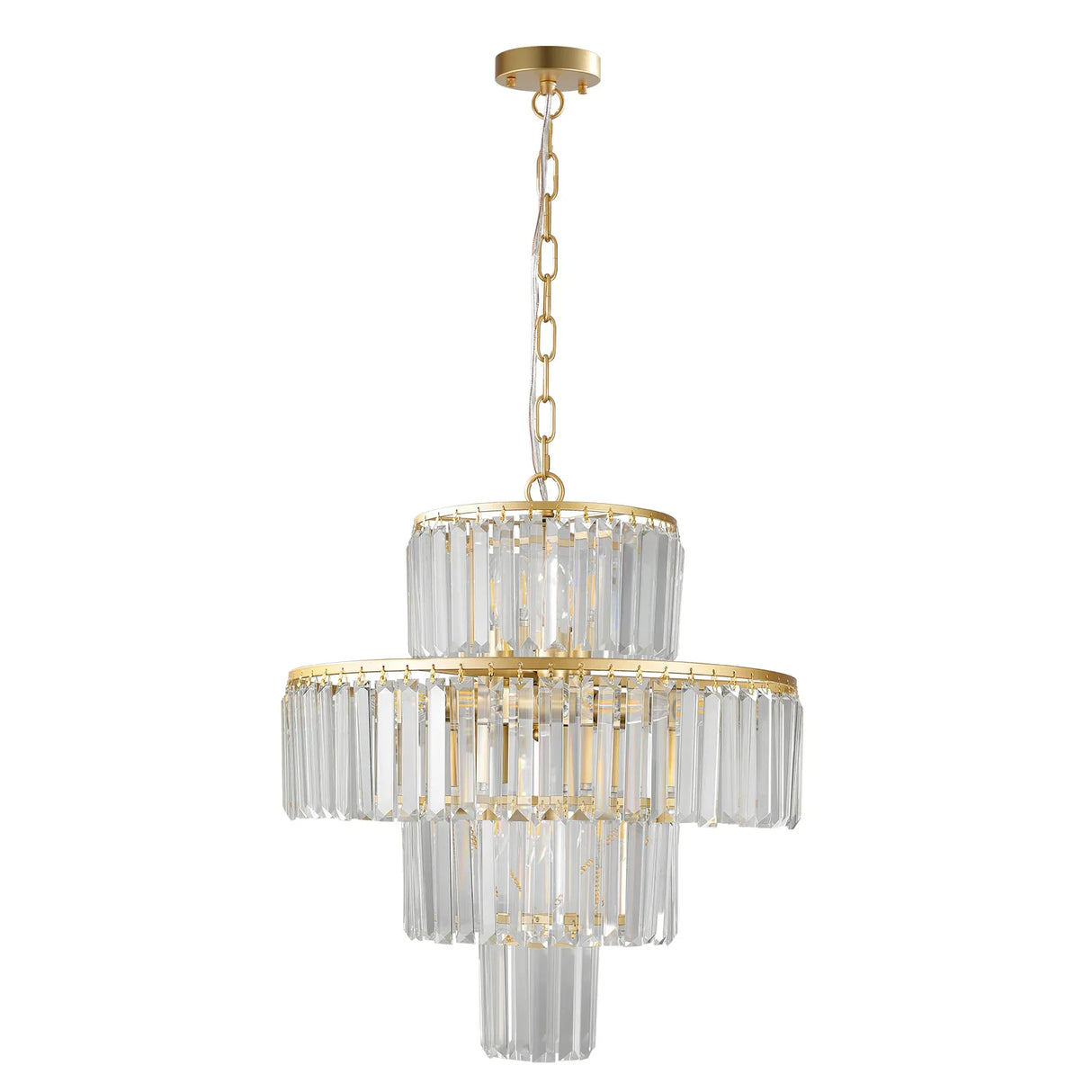 Luxury 4-Tier Crystal Chandelier 12-Light Gold Pendant Light - Omega Lifestyles