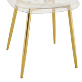 Modern Tempered Glass Dining Table And 6 Gold Chairs Set - Omega Lifestyles