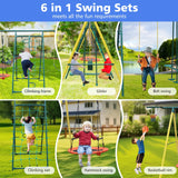 6-in-1 Steel Frame Kids Backyard Swing Set - Omega Lifestyles