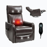 Brown Faux Leather Manual Heat Massage Recliner Chair - Omega Lifestyles