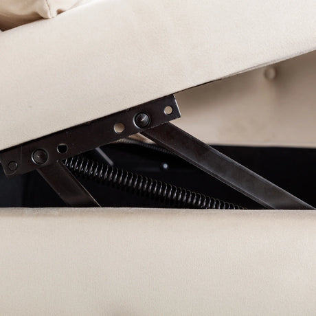 Beige Velvet Classic Storage Chaise Lounge Chair - Omega Lifestyles