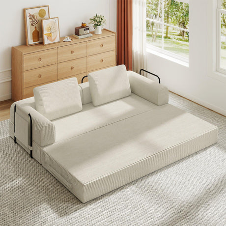 Convertible Foldable Corduroy Sofa Bed With Mattress - Omega Lifestyles