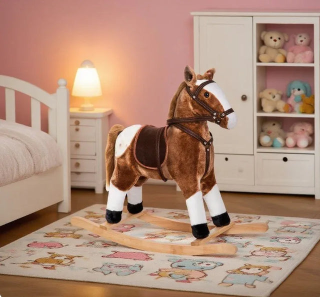 Kids Plush Rocking Horse With Electronic Sounds - Omega Lifestyles