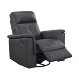 Black Genuine Leather Swivel Glider Reclining Chair - Omega Lifestyles