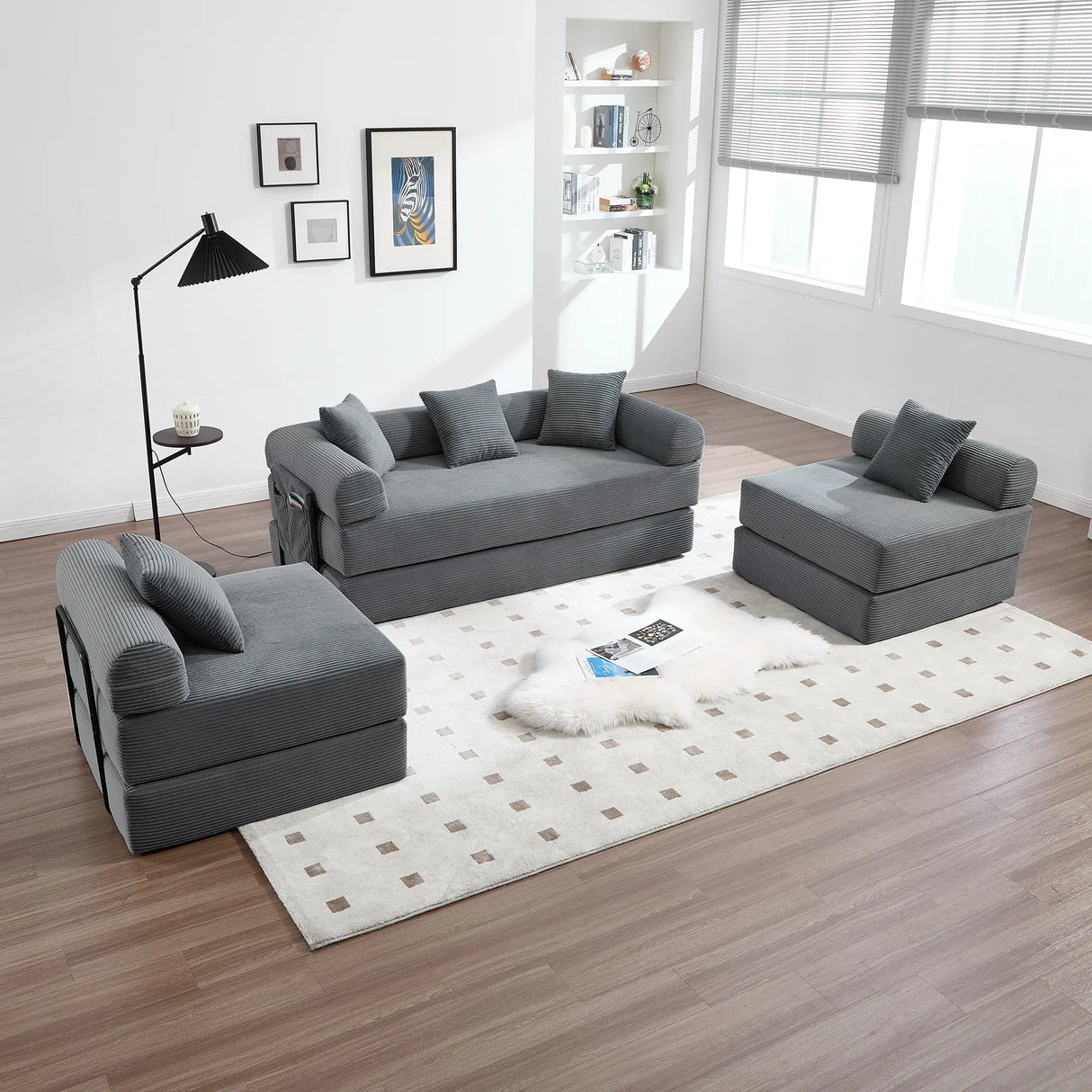 Convertible Corduroy Memory Foam Folding Sofa Bed - Omega Lifestyles