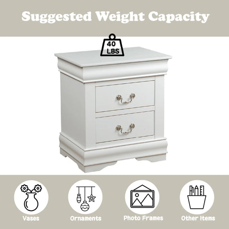 White Synthetic Wood Nightstand With Storage Drawers - Omega Lifestyles