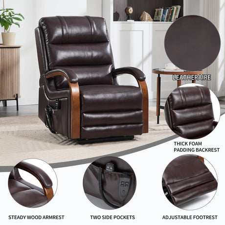 Power Lift Recliner Chair Faux Leather Massage Heat - Omega Lifestyles