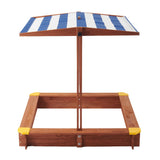 Wooden Kids Sandbox With Adjustable Canopy And Black Liner - Omega Lifestyles
