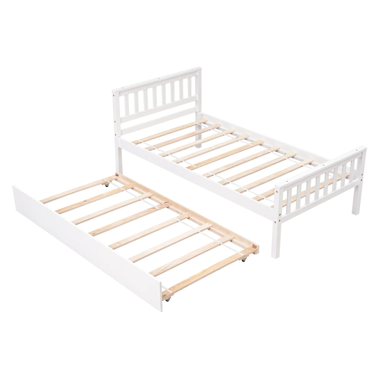 Twin Platform Bed Frame With Pull-Out Trundle - Omega Lifestyles