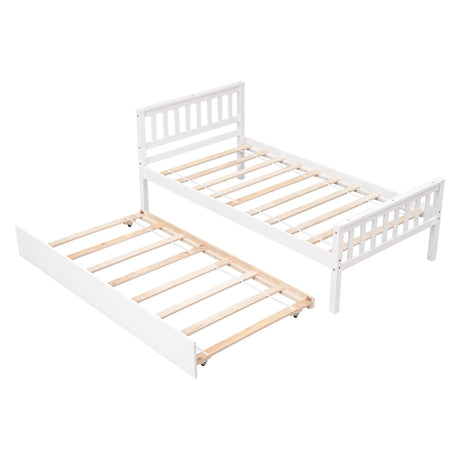 Twin Platform Bed Frame With Pull-Out Trundle - Omega Lifestyles