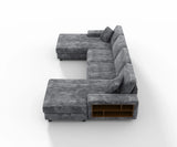 Modern Convertible U-Shaped Corduroy Fabric Sofa - Omega Lifestyles