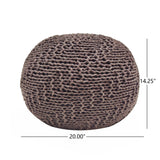 Modern Knit Weave Cotton Pouf Light Brown 20-Inch - Omega Lifestyles