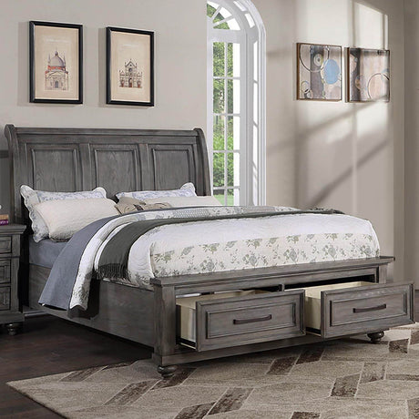 Queen Storage Bedframe With Sleigh Headboard Design - Omega Lifestyles
