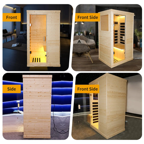 Single Person Spruce Wood Far Infrared Sauna - Omega Lifestyles