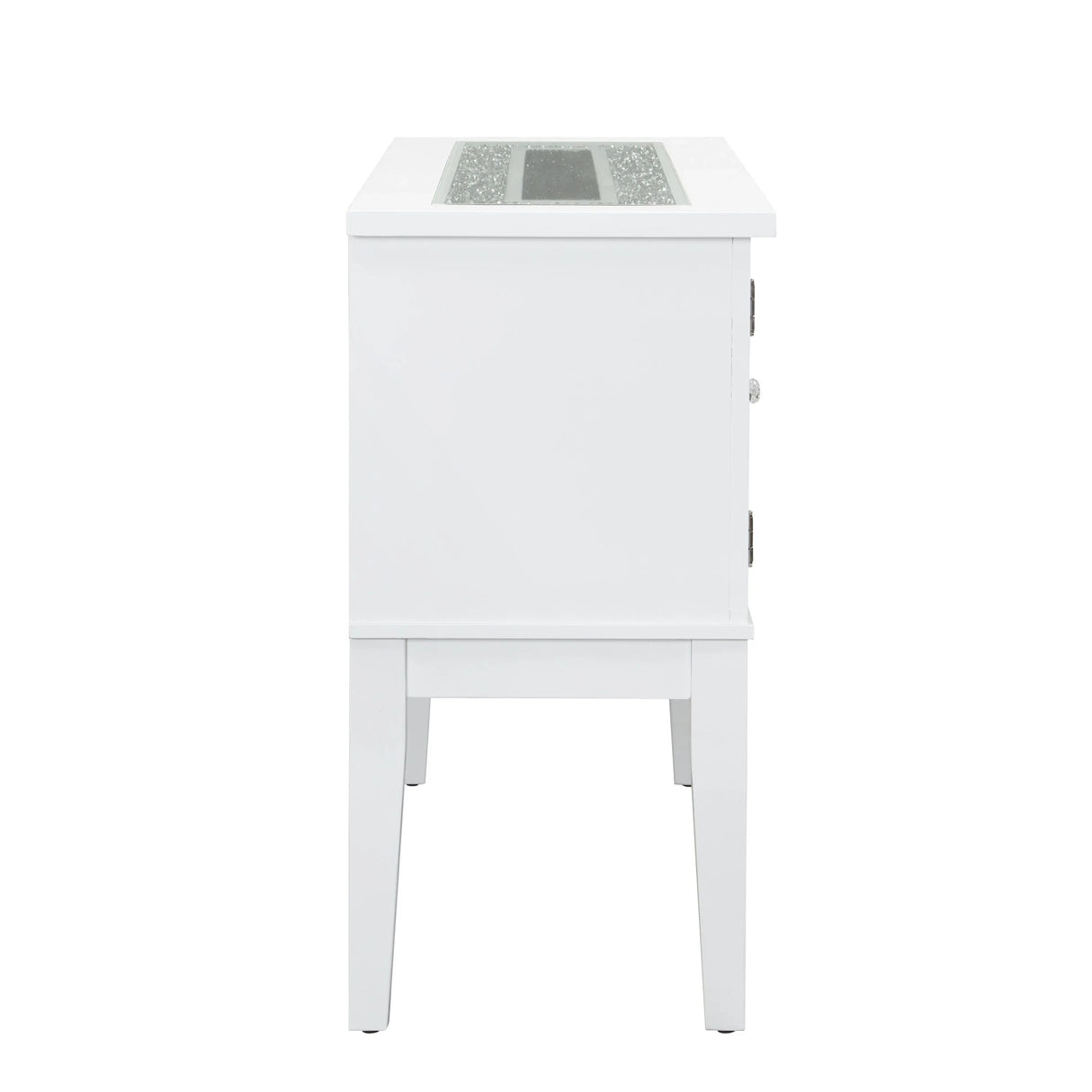 Contemporary White High Gloss Synthetic Wood Server Cabinet - Omega Lifestyles