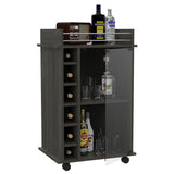 Modern Brown Particle Board Bar Cart With Wine Rack - Omega Lifestyles