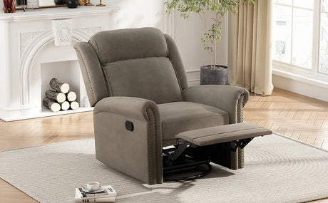 Light Brown Velvet 360° Swivel Adjustable Backrest Recliner - Omega Lifestyles