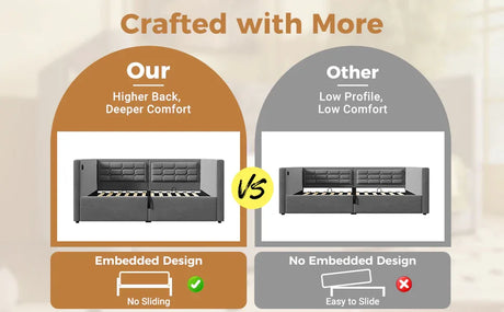 Twin Gray Velvet Upholstered Hydraulic Storage Daybed With USB Charging - Omega Lifestyles