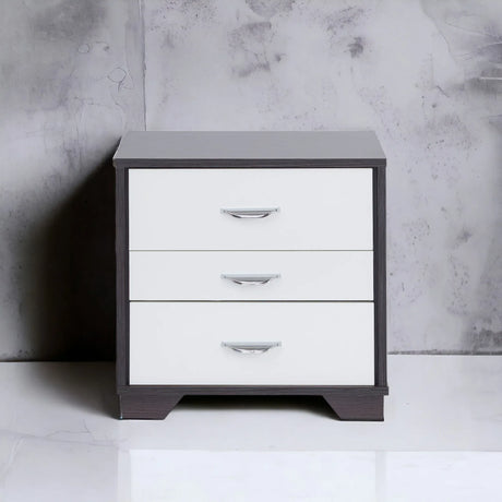 Contemporary White And Black MDF Accent Nightstand - Omega Lifestyles