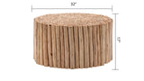 Modern Natural Wood Round Coffee Table With Storage - Omega Lifestyles