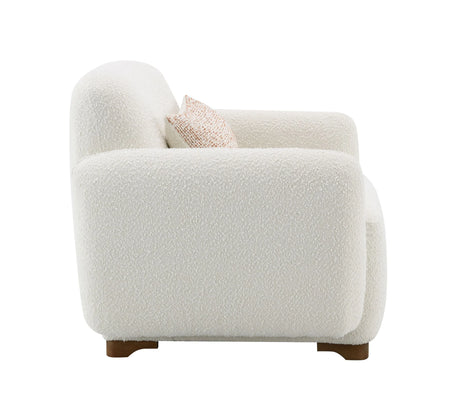 Beige Boucle Accent Chair With Toss Pillow - Omega Lifestyles