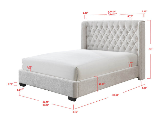 Contemporary Upholstered Winged Tufted King Bed Frame - Omega Lifestyles
