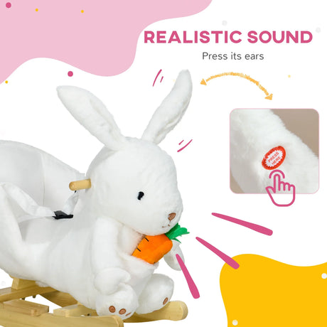 Rabbit Ride-On Rocking Horse With Sounds And Pedals - Omega Lifestyles
