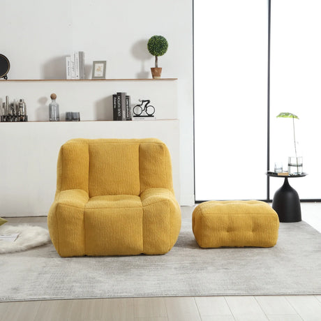 Velvet Memory Foam Bean Bag Chair With Ottoman - Omega Lifestyles