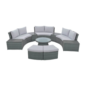 10-Piece Outdoor PE Rattan Patio Sectional Sofa Set - Omega Lifestyles