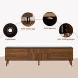 70-Inch Walnut Fluted Modern TV Stand With Storage - Omega Lifestyles