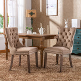 Velvet Upholstered Tufted Solid Wood Dining Chair Set