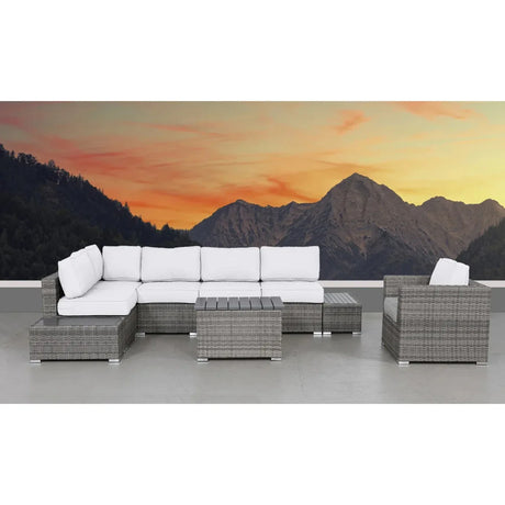 Modern Weather-Resistant 9-Piece Wicker Outdoor Seating Set - Omega Lifestyles