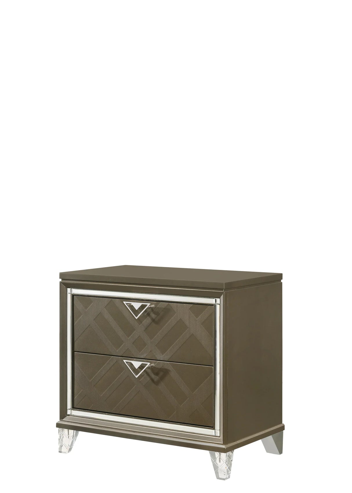 Champagne Synthetic Wood Two-Drawer Modern Nightstand - Omega Lifestyles