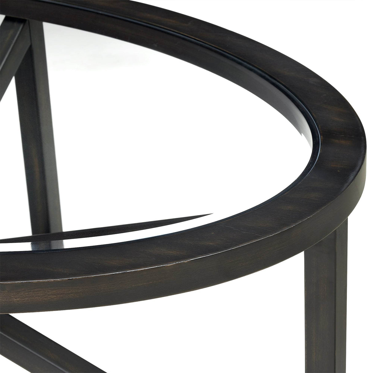 Modern Round Tempered Glass Coffee Table With Wood Base - Sleep Galleria