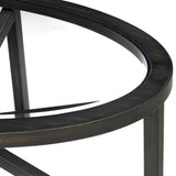 Modern Round Tempered Glass Coffee Table With Wood Base - Sleep Galleria
