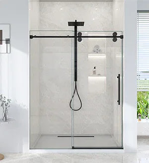 Frameless Matte Black 8mm Tempered Glass Shower Door - Omega Lifestyles