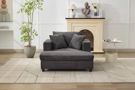 Corduroy Chaise Lounge Chair With Removable Ottoman - Omega Lifestyles