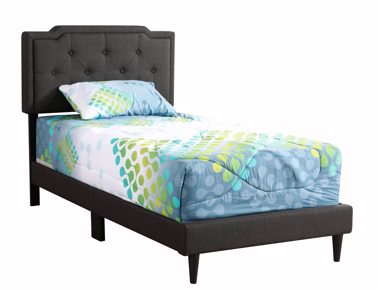 Modern Tufted Fabric Twin Bed Frame With Adjustable Headboard