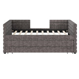 Twin Upholstered Chenille Daybed With Trundle And Drawers - Omega Lifestyles