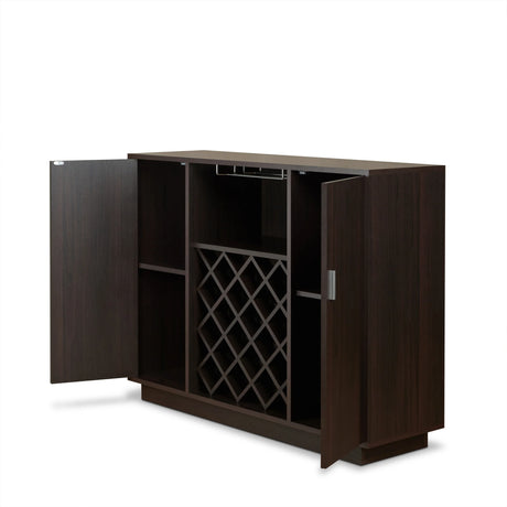 Espresso Synthetic Wood Wine Cabinet With Rack - Omega Lifestyles