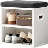 Wooden Shoe Storage Bench With Cushion Seating - Omega Lifestyles