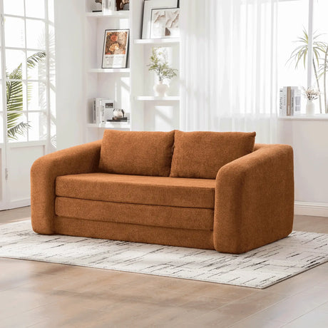 Convertible Chenille Foam Loveseat Sofa Bed With Pillows - Omega Lifestyles