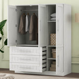 Classic White Solid Wood 4 Door Wardrobe With Drawers - Omega Lifestyles