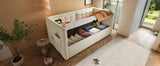 Twin Beige Velvet Upholstered Hydraulic Storage Bed Frame - Omega Lifestyles