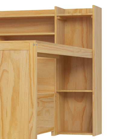 Full Wooden Bed Frame With Trundle Storage And Study Desk - Omega Lifestyles